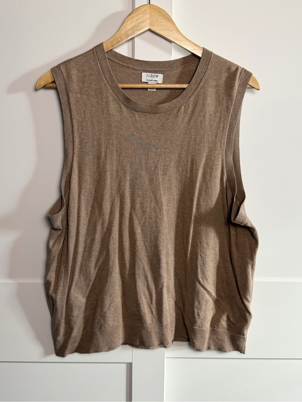 J.Crew Classic Shell XXL Taupe 100% Cotton Knit Tank
